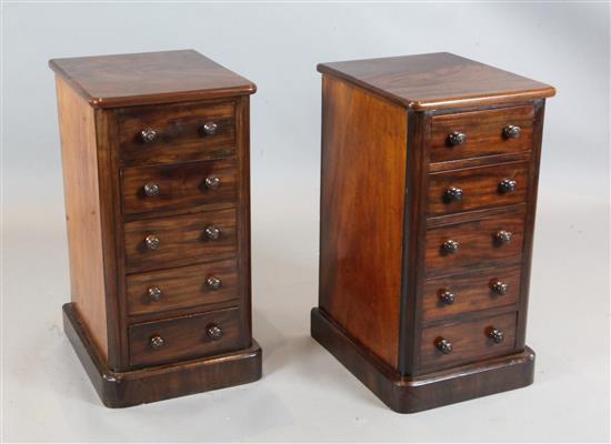 A pair of Victorian mahogany pillar chests, W.1ft 4in. D.1ft 6in. H.2ft 6in.